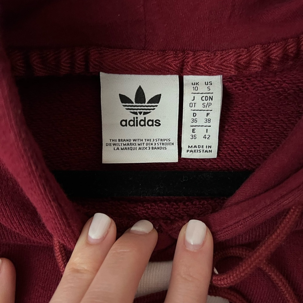 Adidas original adicolor Trefoil Hoodie in burgundy / red size 6 - Picture 3 of 3